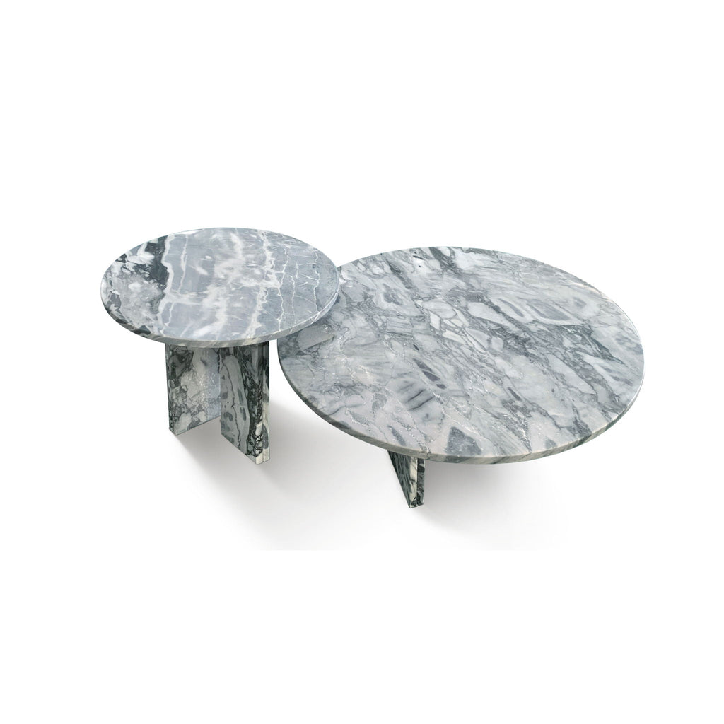 Elegant Coffee Duo Table Set with Natural Marble Tops - Multiple Colors