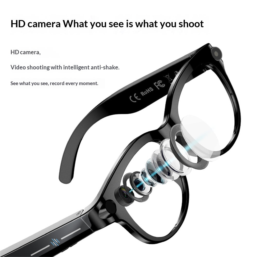 AI Camera Smart Glasses with Dual Lenses, Bluetooth & Open-Ear Audio
