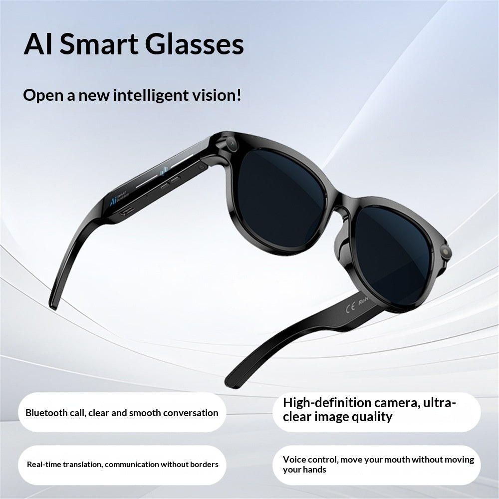 AI Camera Smart Glasses with Dual Lenses, Bluetooth & Open-Ear Audio