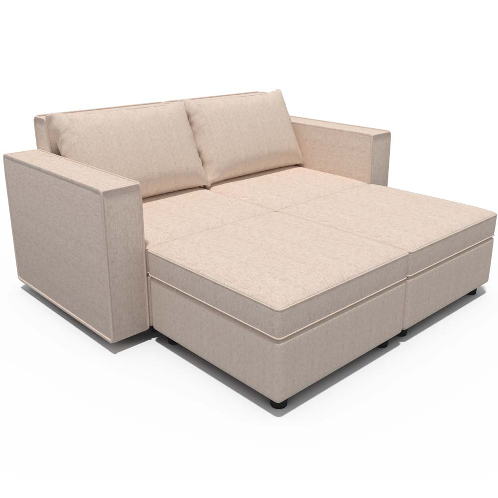 Ainfox 4-Seat Modular Sectional Sofa Sleeper Sofa Flannel Sofa with Storage Seat Beige