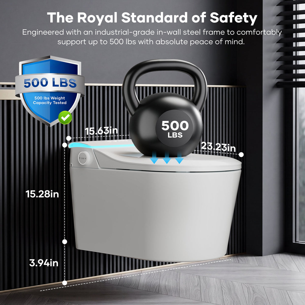 Wall-Mounted Smart Toilet with Automatic Lid and Bidet - Porcelain