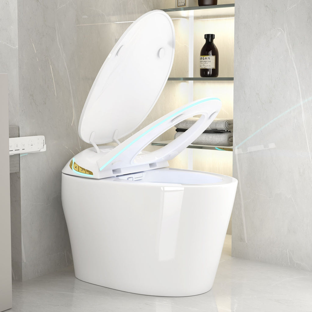 Smart Toilet with Built-In Bidet and Auto Open/Close Seat - White, Dark Gray, Black