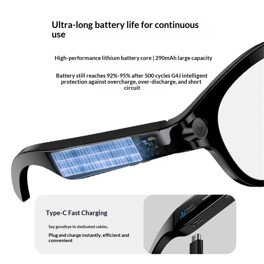 AI Camera Smart Glasses with Dual Lenses, Bluetooth & Open-Ear Audio