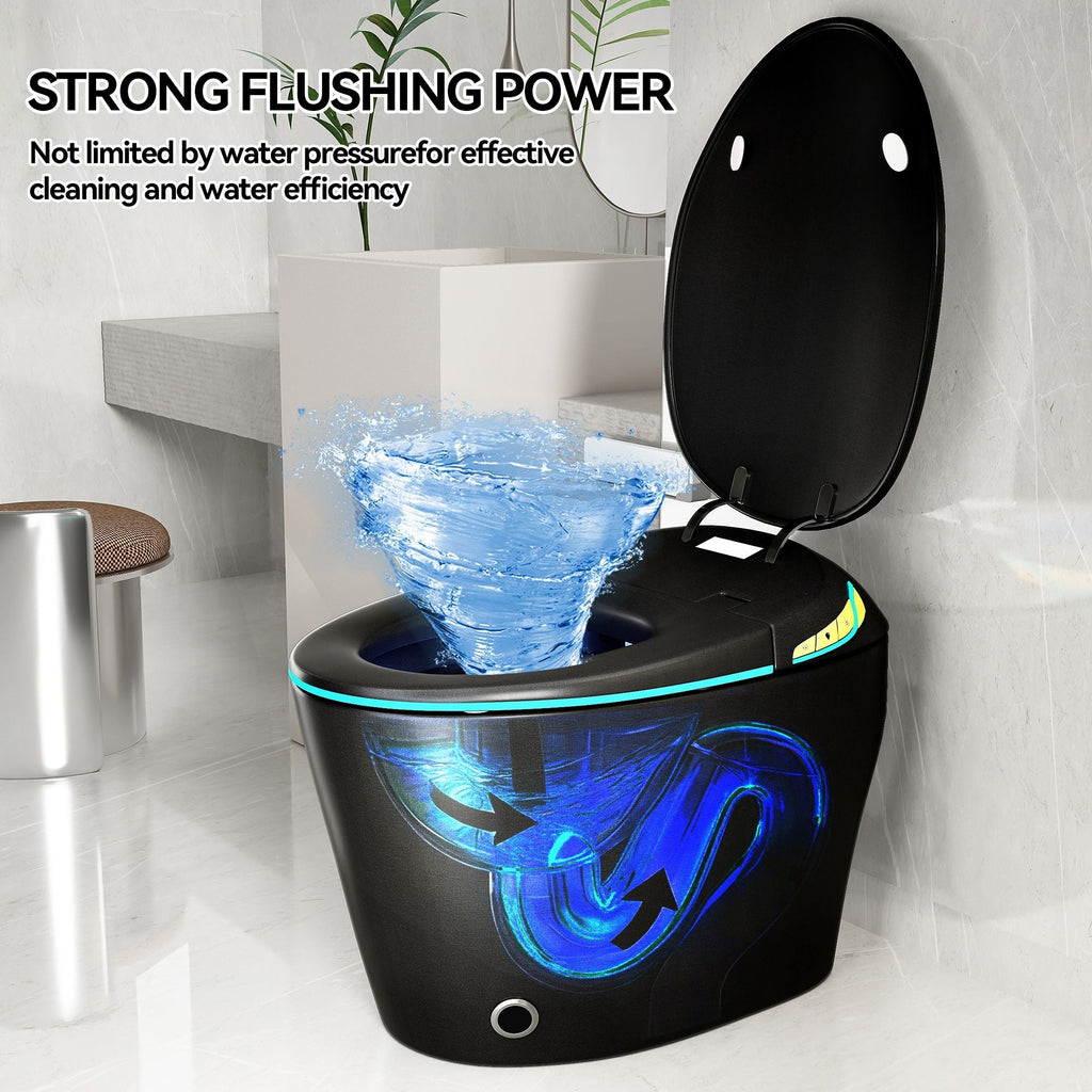 Smart Toilet with Built-In Bidet and Auto Open/Close Seat - White, Dark Gray, Black