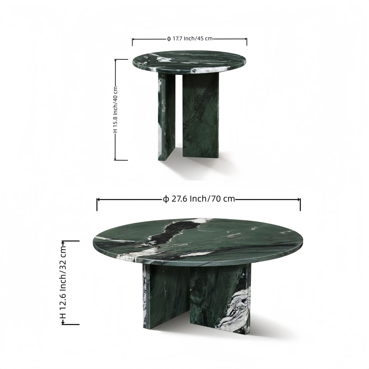 Elegant Coffee Duo Table Set with Natural Marble Tops - Multiple Colors
