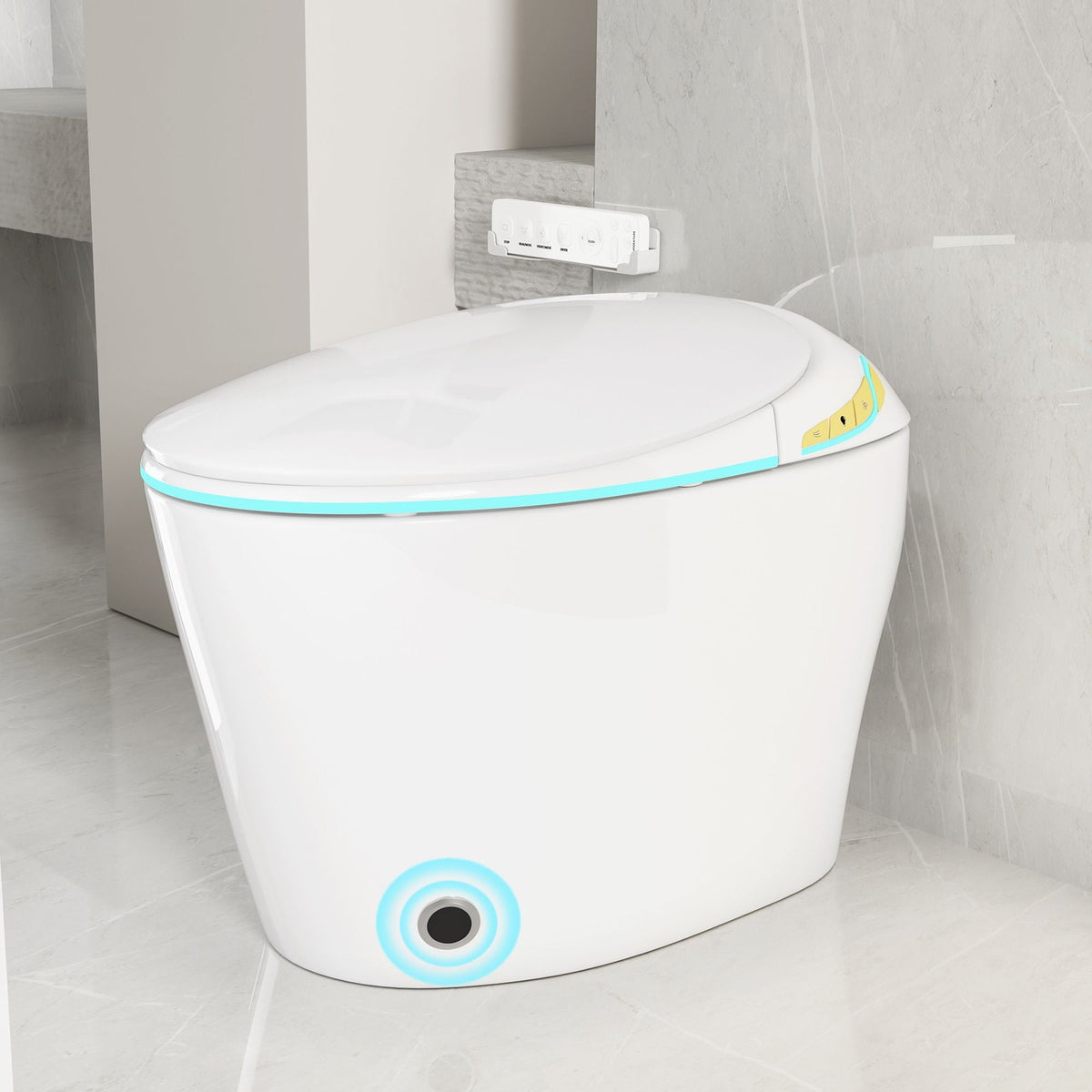 Smart Toilet with Built-In Bidet and Auto Open/Close Seat - White, Dark Gray, Black