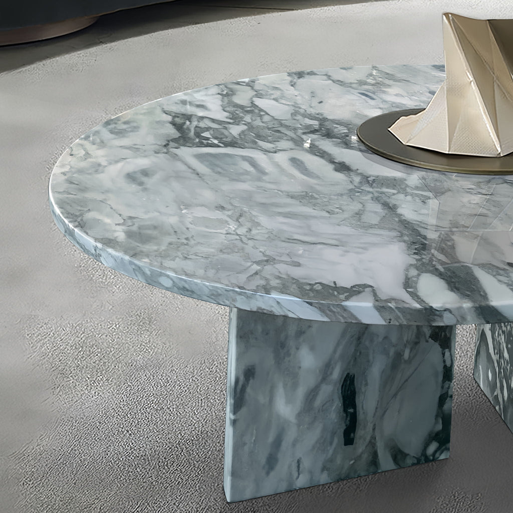 Elegant Coffee Duo Table Set with Natural Marble Tops - Multiple Colors