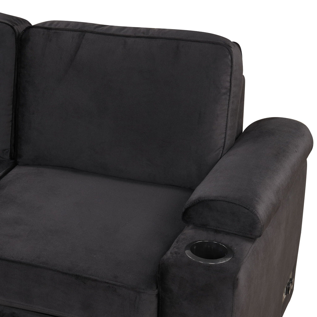 Sleeper Sofa Bed Sectional with Storage Ottoman - Gray, Beige, Green, Black