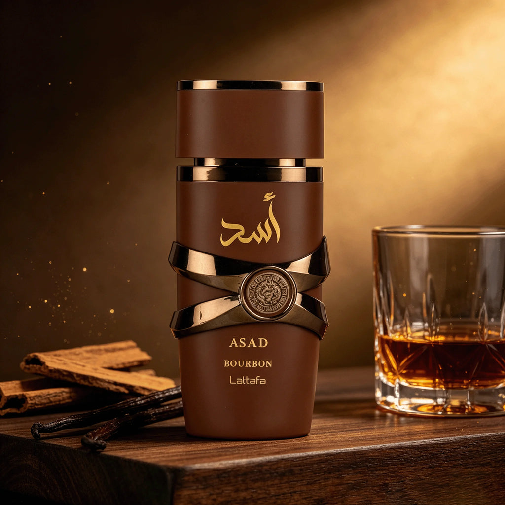 Lattafa Asad Bourbon Men's Eau De Parfum 100ml EDP—Oriental Spicy Scent with Exceptionally Long-Lasting Fragrance, Matte Brown Bottle, Fragrance for Dinners and Evening Gatherings