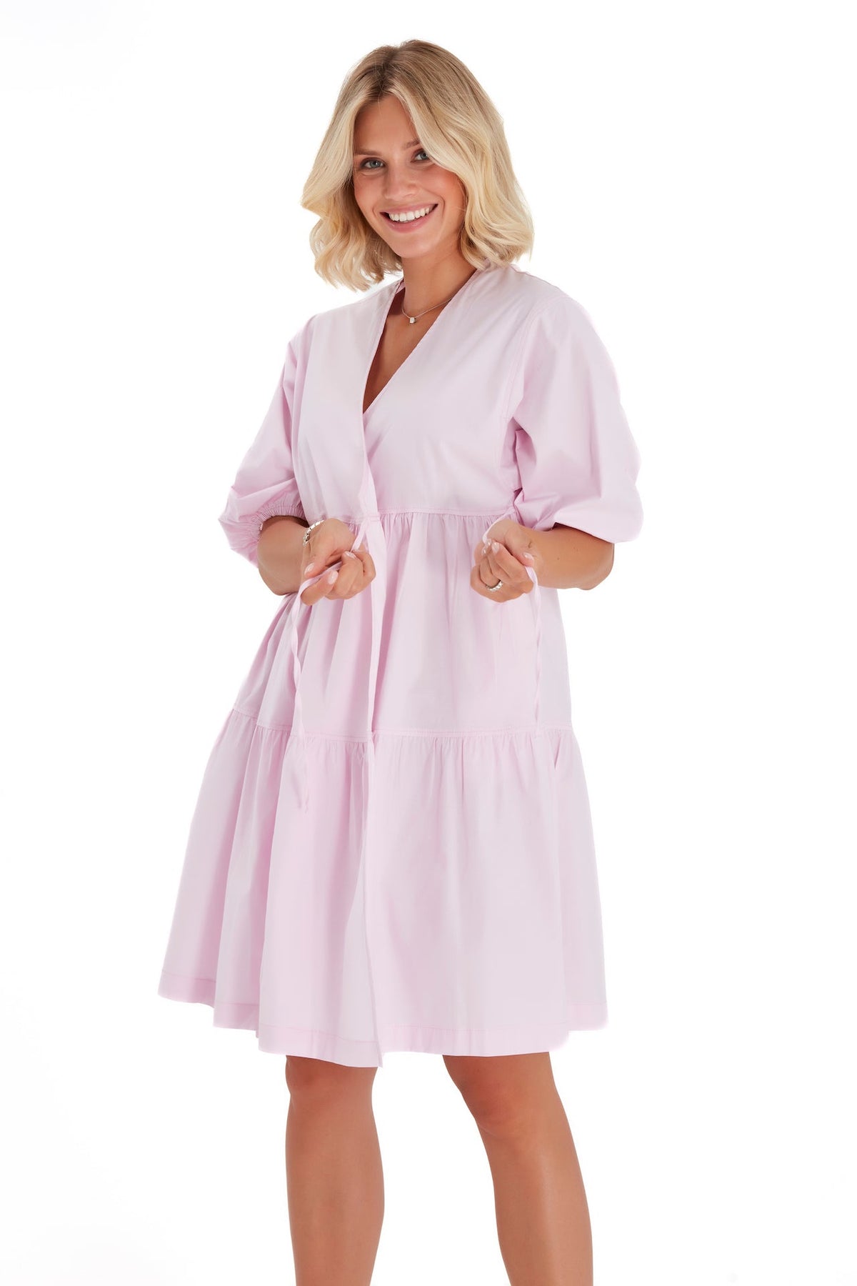 Waterfall Tie Waist A-Line Maternity/Nursing Wrap Dress