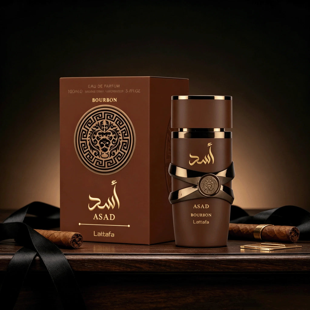 Lattafa Asad Bourbon Men's Eau De Parfum 100ml EDP—Oriental Spicy Scent with Exceptionally Long-Lasting Fragrance, Matte Brown Bottle, Fragrance for Dinners and Evening Gatherings