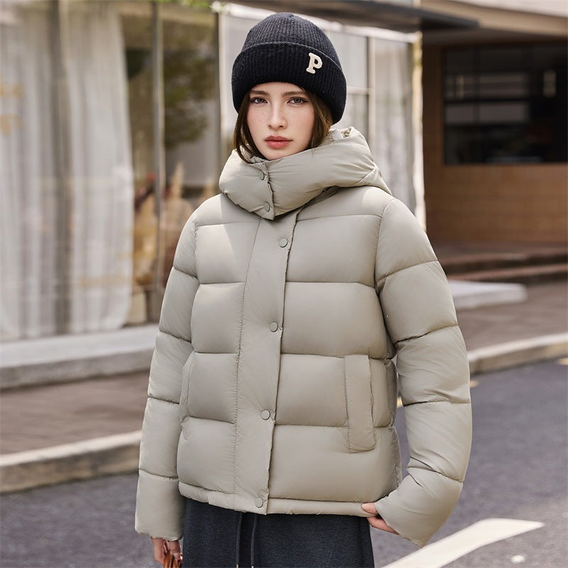 Little Chanel White Hooded Waist-Cinching Thickened Puffer Coat for Women