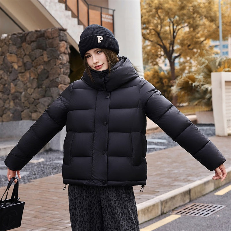 Little Chanel White Hooded Waist-Cinching Thickened Puffer Coat for Women