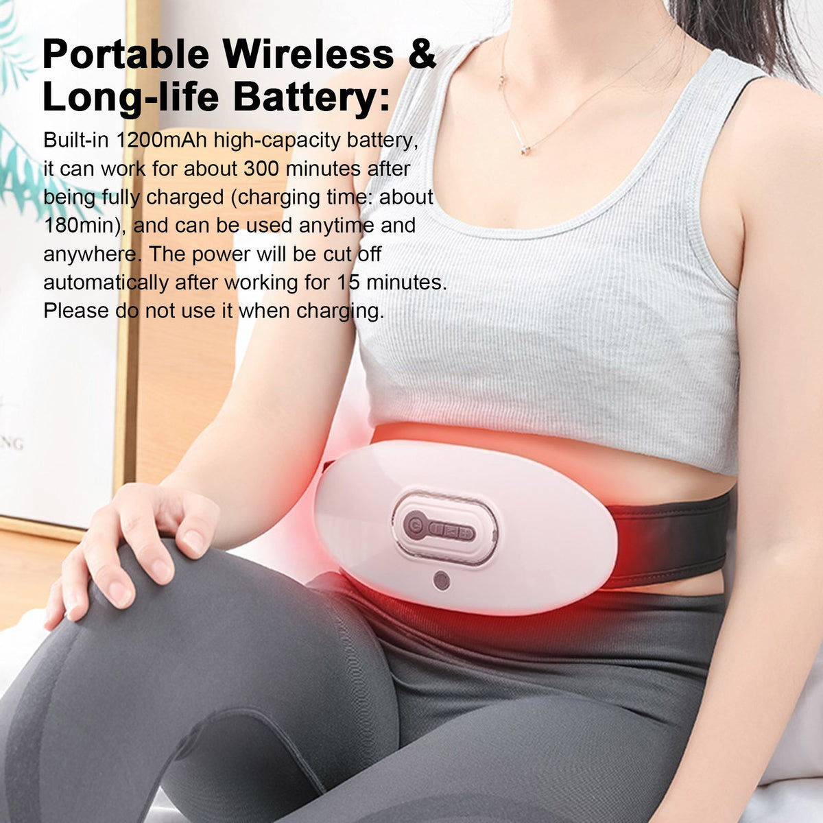 EMS Waist Massager Heating Pad for Back Pain Heat Belly Wrap Belt with 5 Modes Auto Shut Off for Lumbar Abdominal Leg Cramps
