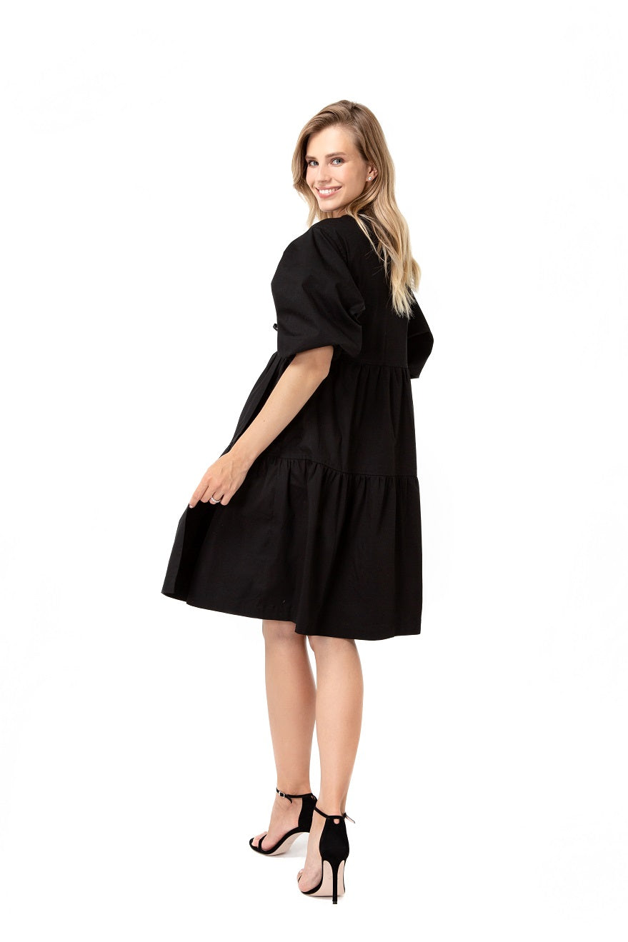 Waterfall Tie Waist A-Line Maternity/Nursing Wrap Dress