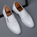 New Mens White Genuine Leather Oxford Casual Business Formal Low-Heel Slip-On Pointed-Toe Winter Wedding Party Shoes