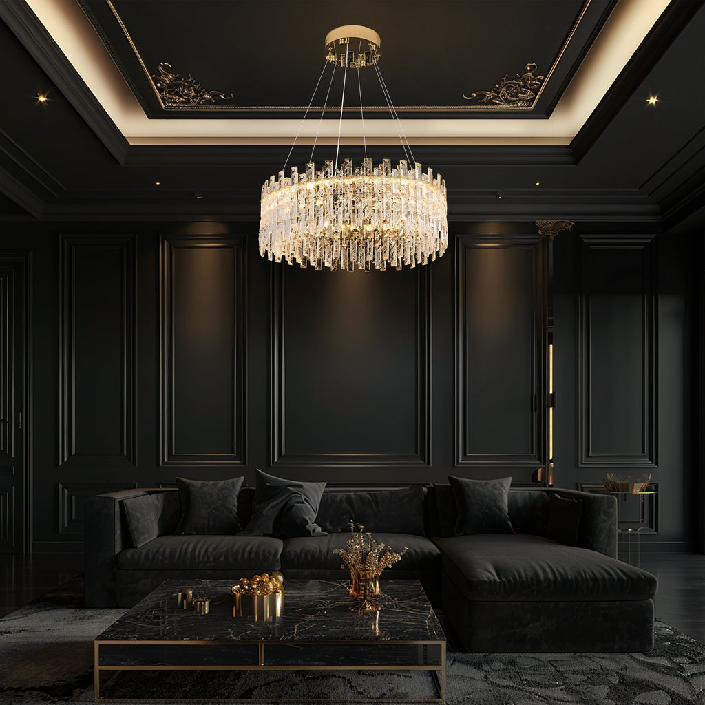 Modern Crystal LED Gold Round chandelier