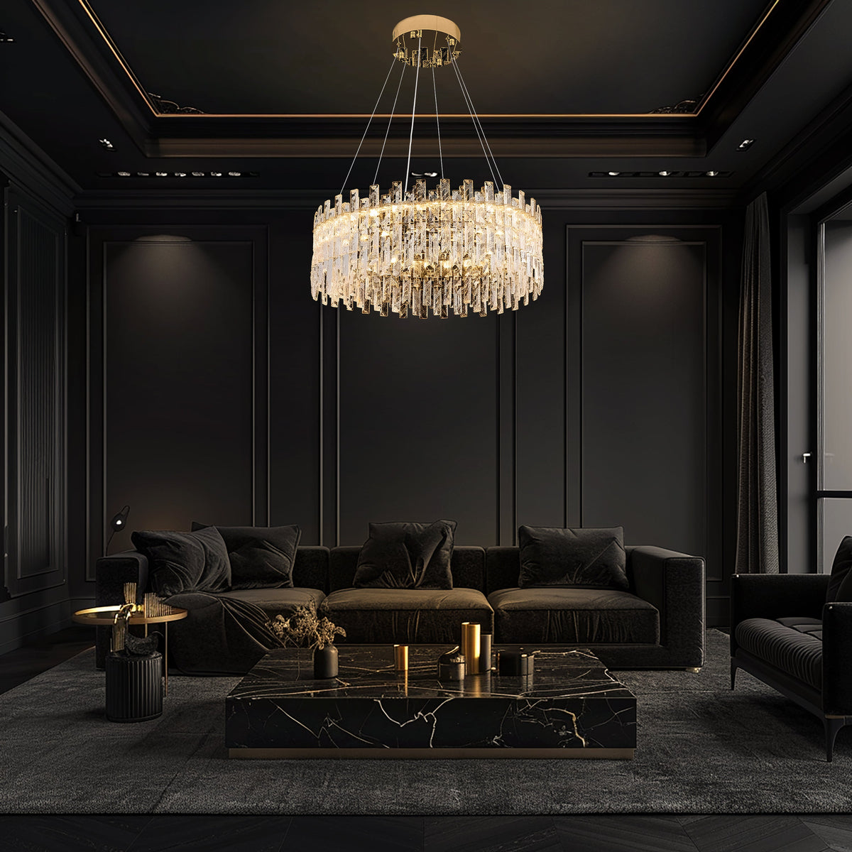 Modern Crystal LED Gold Round chandelier