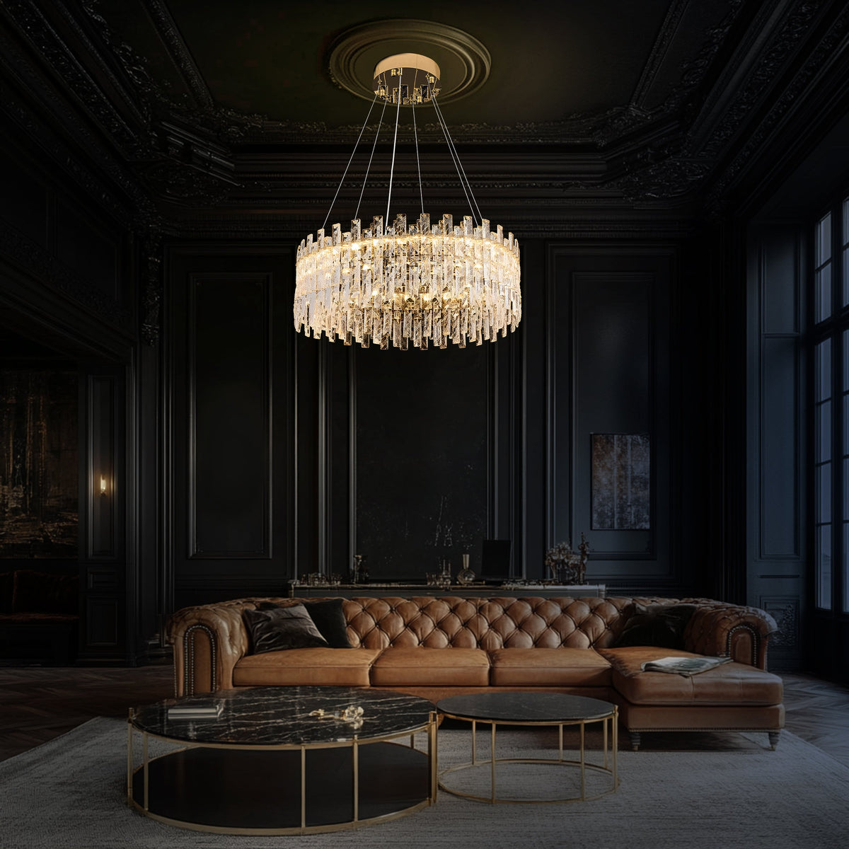 Modern Crystal LED Gold Round chandelier