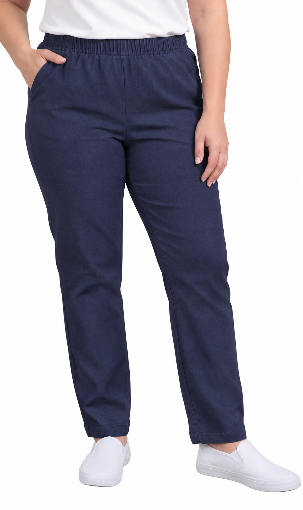 Women's Lightweight Pull-On Denim Jeans — Elastic Waist No Zipper