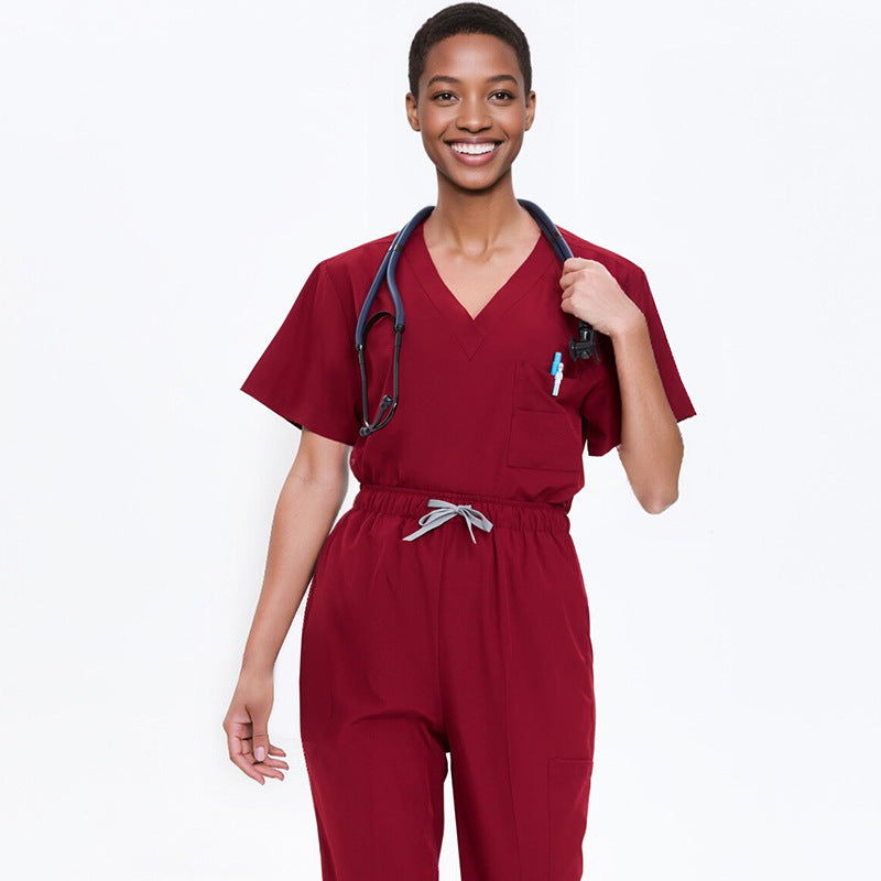 Cross-Border Quick-Drying Elastic Hand-Washing Clothes for Women, Short-Sleeved Operating Room Overalls, Men's Isolation Clothes, Medical Surgical Split Suits