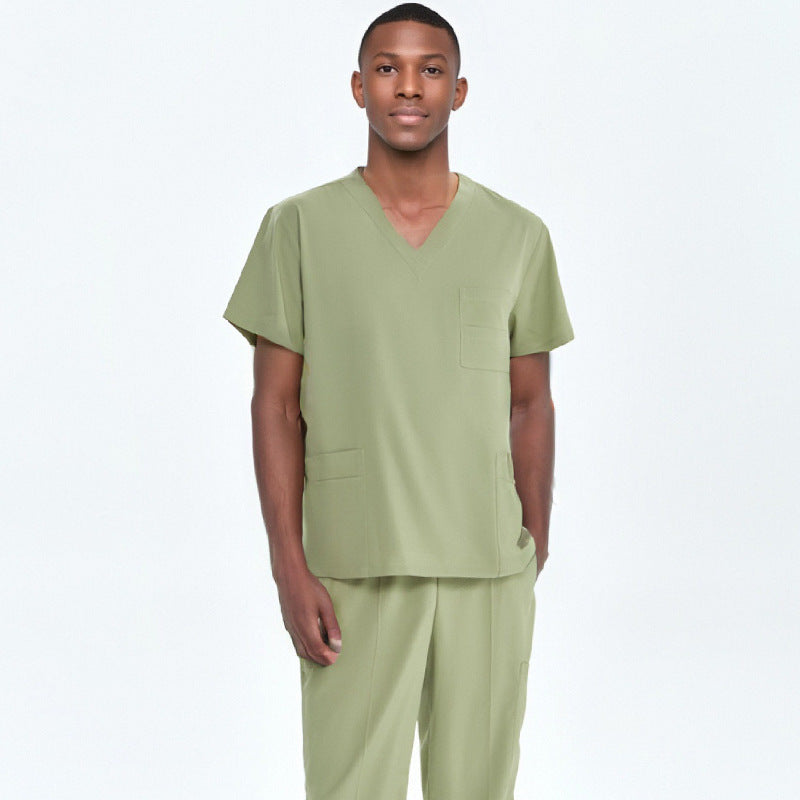 Cross-Border Quick-Drying Elastic Hand-Washing Clothes for Women, Short-Sleeved Operating Room Overalls, Men's Isolation Clothes, Medical Surgical Split Suits