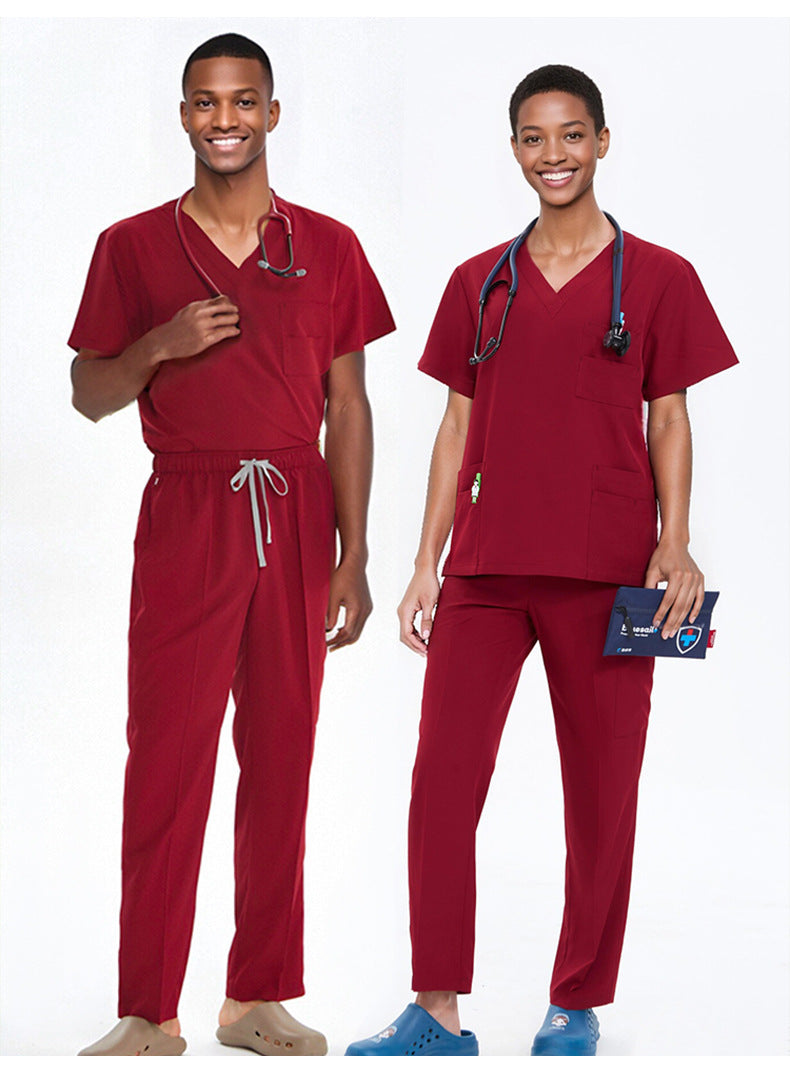 Cross-Border Quick-Drying Elastic Hand-Washing Clothes for Women, Short-Sleeved Operating Room Overalls, Men's Isolation Clothes, Medical Surgical Split Suits