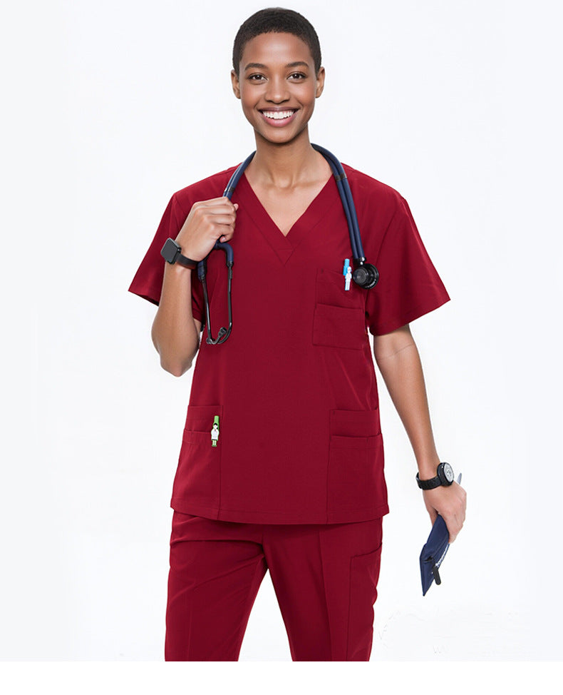 Cross-Border Quick-Drying Elastic Hand-Washing Clothes for Women, Short-Sleeved Operating Room Overalls, Men's Isolation Clothes, Medical Surgical Split Suits