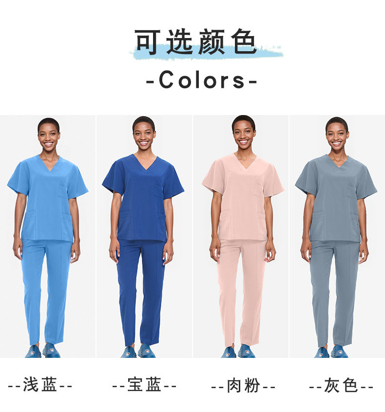 Cross-Border Quick-Drying Elastic Hand-Washing Clothes for Women, Short-Sleeved Operating Room Overalls, Men's Isolation Clothes, Medical Surgical Split Suits