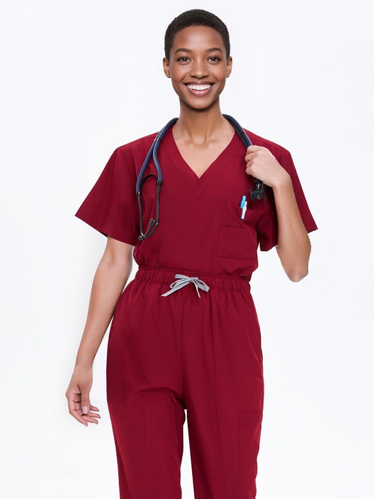 Cross-Border Quick-Drying Elastic Hand-Washing Clothes for Women, Short-Sleeved Operating Room Overalls, Men's Isolation Clothes, Medical Surgical Split Suits