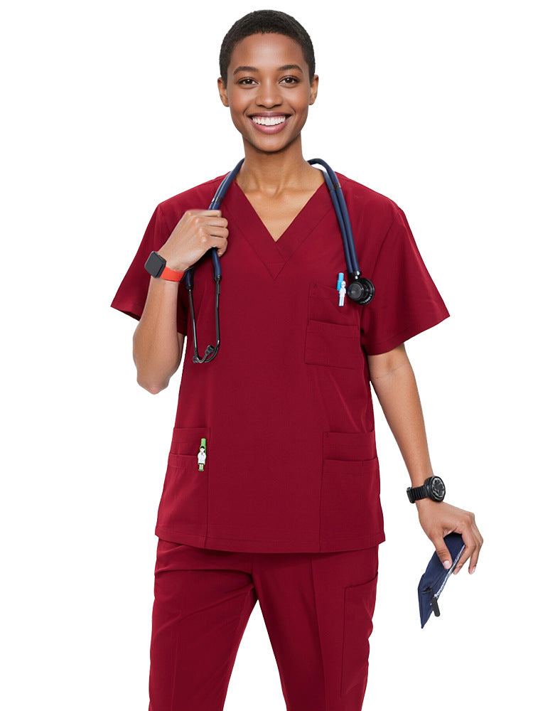 Cross-Border Quick-Drying Elastic Hand-Washing Clothes for Women, Short-Sleeved Operating Room Overalls, Men's Isolation Clothes, Medical Surgical Split Suits