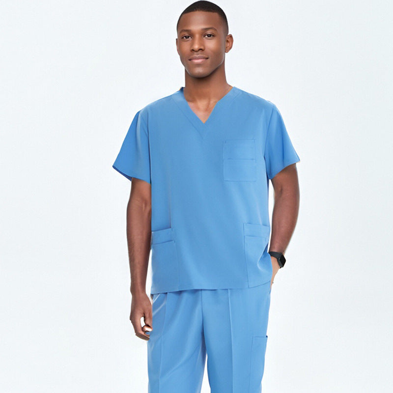 Cross-Border Quick-Drying Elastic Hand-Washing Clothes for Women, Short-Sleeved Operating Room Overalls, Men's Isolation Clothes, Medical Surgical Split Suits