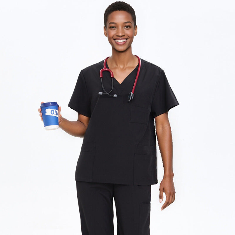 Cross-Border Quick-Drying Elastic Hand-Washing Clothes for Women, Short-Sleeved Operating Room Overalls, Men's Isolation Clothes, Medical Surgical Split Suits