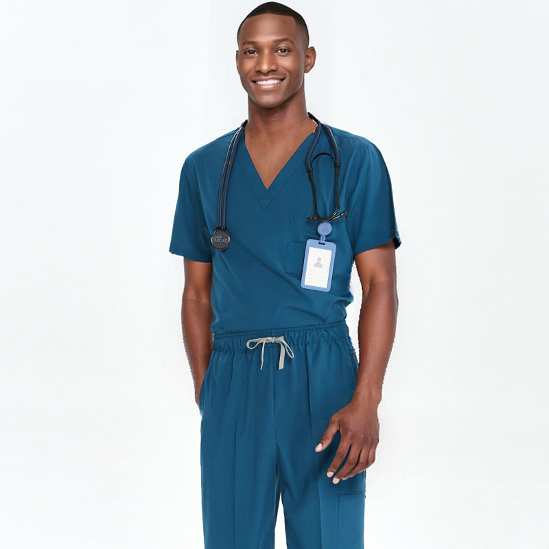 Cross-Border Quick-Drying Elastic Hand-Washing Clothes for Women, Short-Sleeved Operating Room Overalls, Men's Isolation Clothes, Medical Surgical Split Suits
