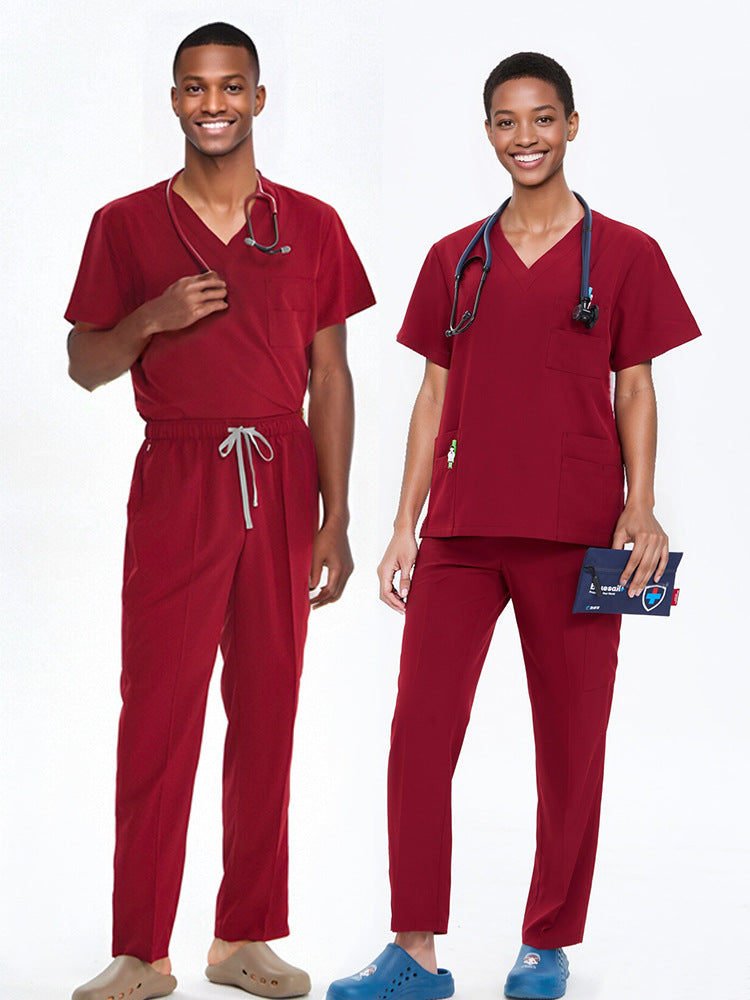 Cross-Border Quick-Drying Elastic Hand-Washing Clothes for Women, Short-Sleeved Operating Room Overalls, Men's Isolation Clothes, Medical Surgical Split Suits