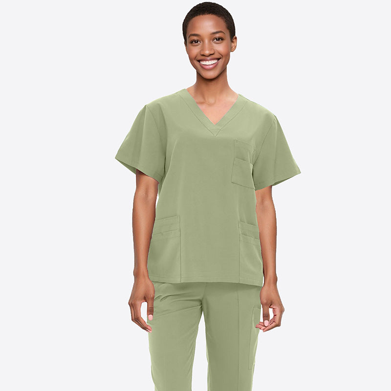 Cross-Border Quick-Drying Elastic Hand-Washing Clothes for Women, Short-Sleeved Operating Room Overalls, Men's Isolation Clothes, Medical Surgical Split Suits