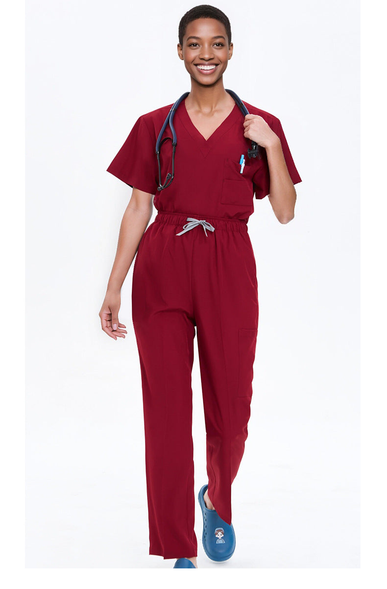 Cross-Border Quick-Drying Elastic Hand-Washing Clothes for Women, Short-Sleeved Operating Room Overalls, Men's Isolation Clothes, Medical Surgical Split Suits
