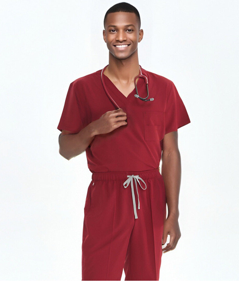 Cross-Border Quick-Drying Elastic Hand-Washing Clothes for Women, Short-Sleeved Operating Room Overalls, Men's Isolation Clothes, Medical Surgical Split Suits
