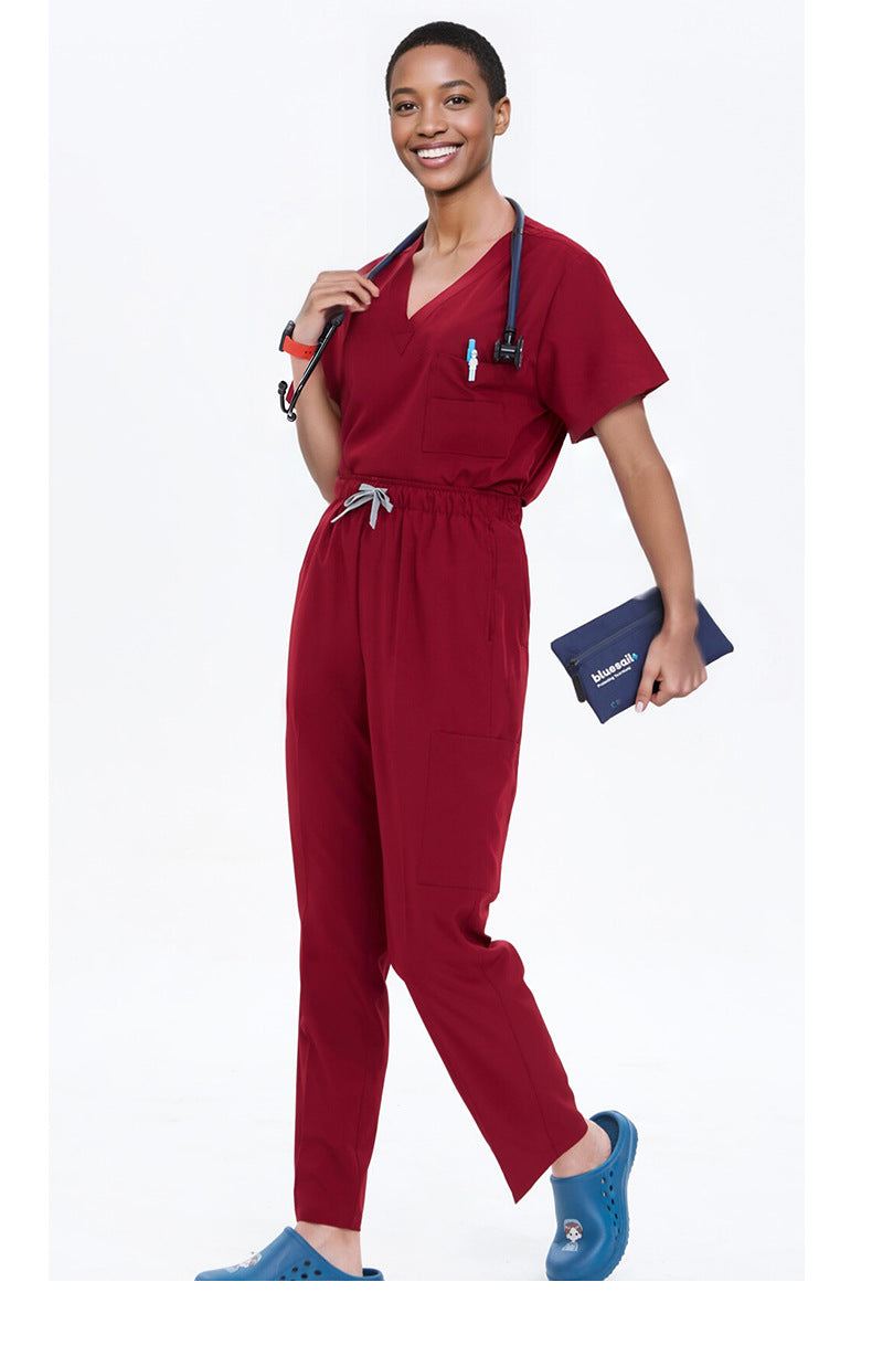 Cross-Border Quick-Drying Elastic Hand-Washing Clothes for Women, Short-Sleeved Operating Room Overalls, Men's Isolation Clothes, Medical Surgical Split Suits