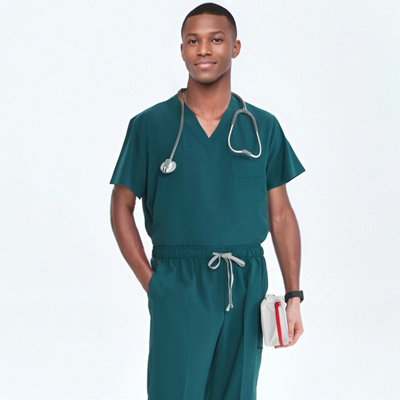 Cross-Border Quick-Drying Elastic Hand-Washing Clothes for Women, Short-Sleeved Operating Room Overalls, Men's Isolation Clothes, Medical Surgical Split Suits