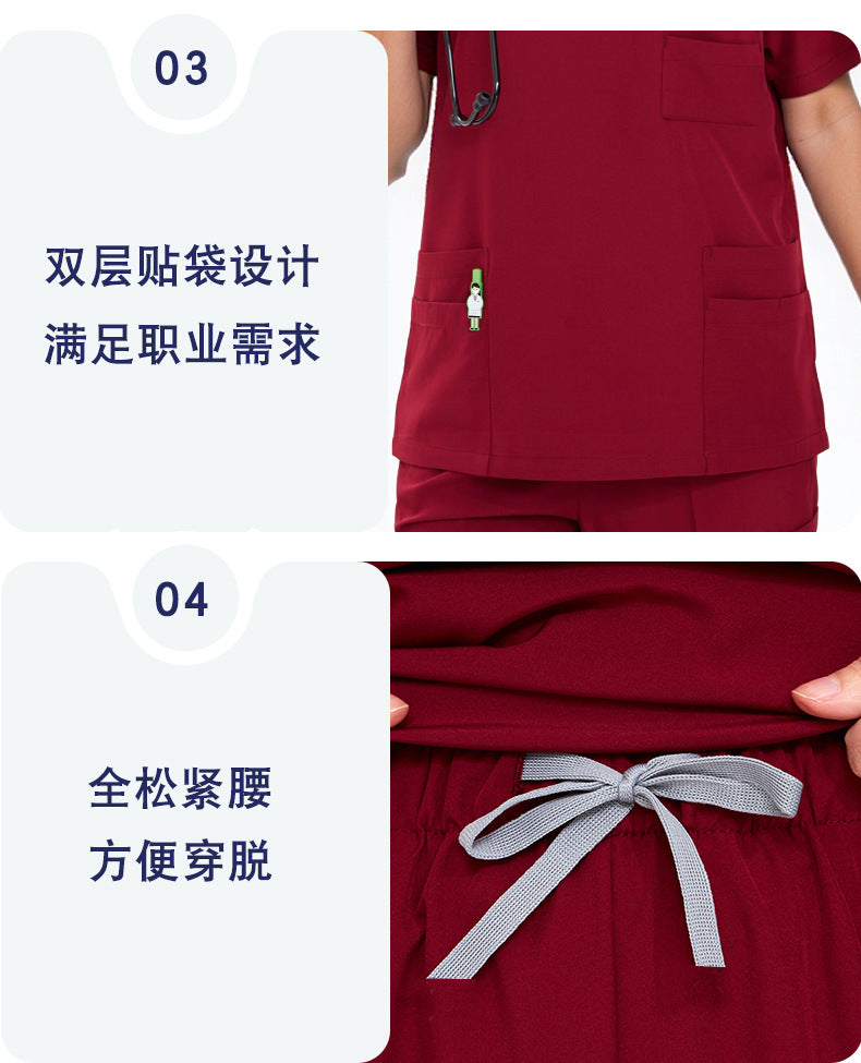 Cross-Border Quick-Drying Elastic Hand-Washing Clothes for Women, Short-Sleeved Operating Room Overalls, Men's Isolation Clothes, Medical Surgical Split Suits