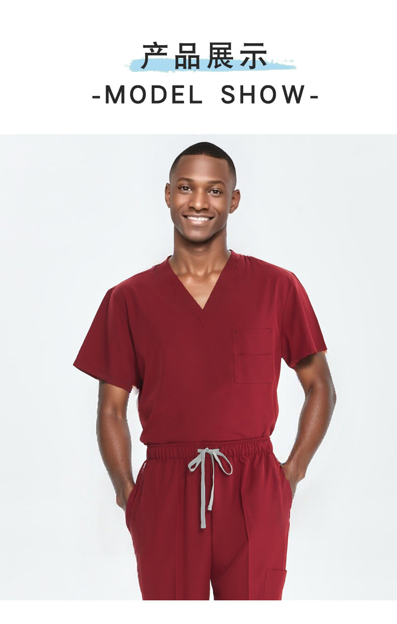 Cross-Border Quick-Drying Elastic Hand-Washing Clothes for Women, Short-Sleeved Operating Room Overalls, Men's Isolation Clothes, Medical Surgical Split Suits