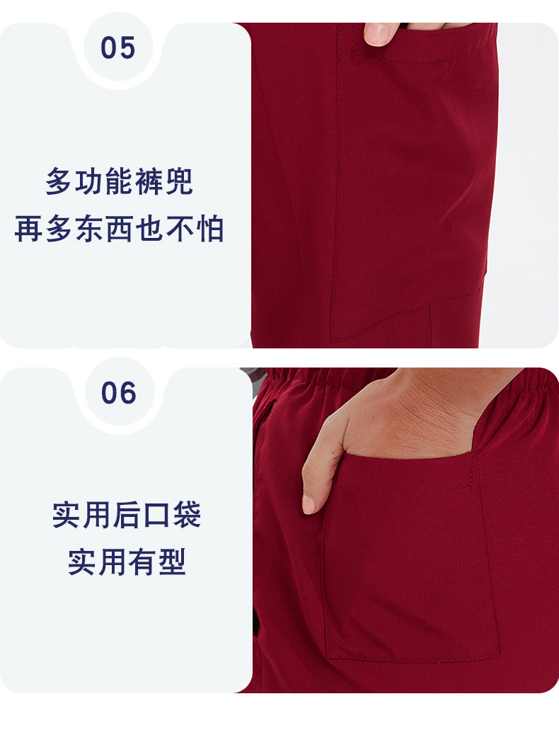 Cross-Border Quick-Drying Elastic Hand-Washing Clothes for Women, Short-Sleeved Operating Room Overalls, Men's Isolation Clothes, Medical Surgical Split Suits