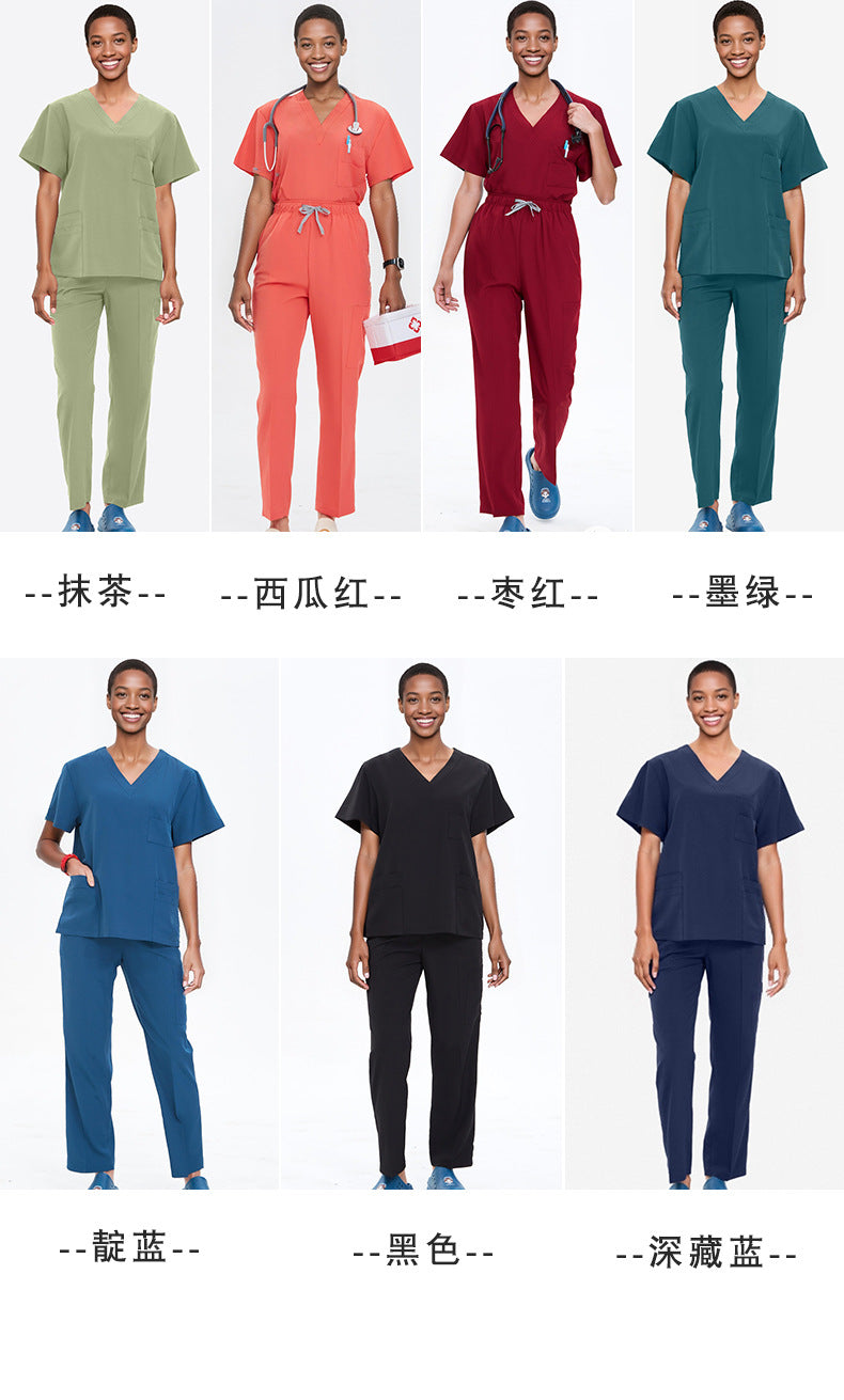 Cross-Border Quick-Drying Elastic Hand-Washing Clothes for Women, Short-Sleeved Operating Room Overalls, Men's Isolation Clothes, Medical Surgical Split Suits