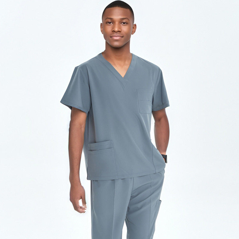 Cross-Border Quick-Drying Elastic Hand-Washing Clothes for Women, Short-Sleeved Operating Room Overalls, Men's Isolation Clothes, Medical Surgical Split Suits