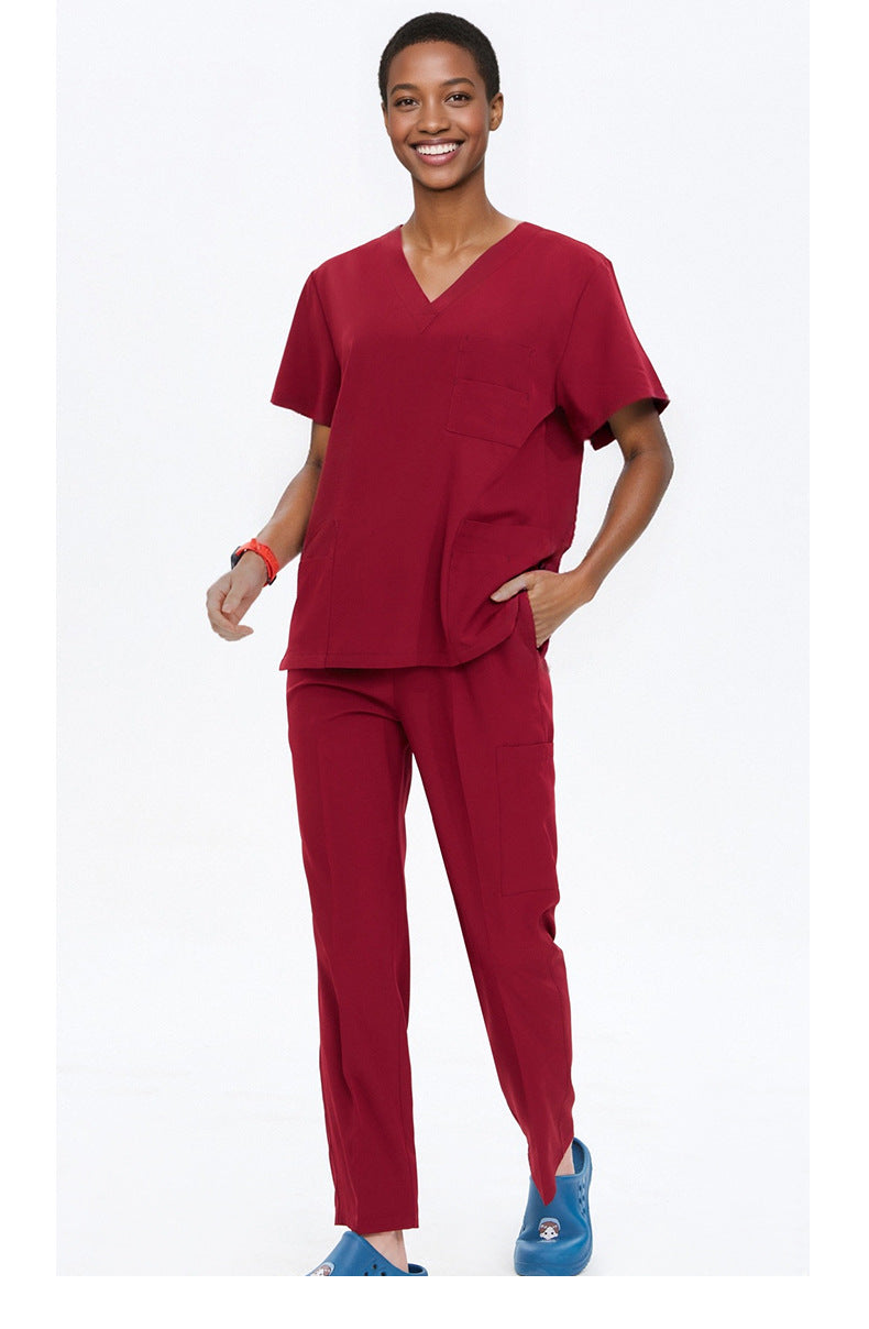 Cross-Border Quick-Drying Elastic Hand-Washing Clothes for Women, Short-Sleeved Operating Room Overalls, Men's Isolation Clothes, Medical Surgical Split Suits
