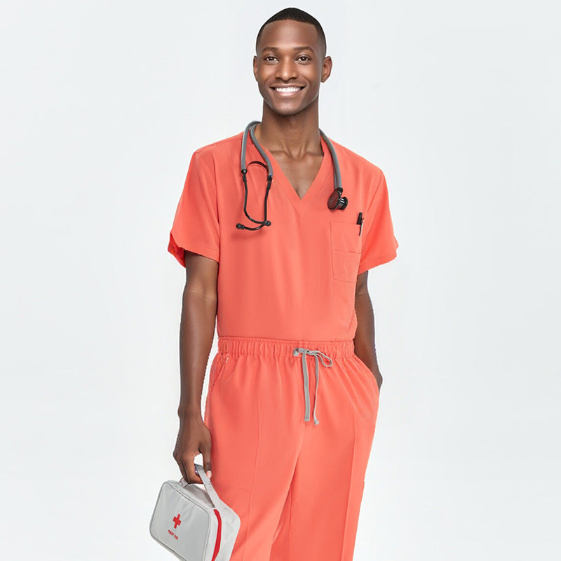 Cross-Border Quick-Drying Elastic Hand-Washing Clothes for Women, Short-Sleeved Operating Room Overalls, Men's Isolation Clothes, Medical Surgical Split Suits