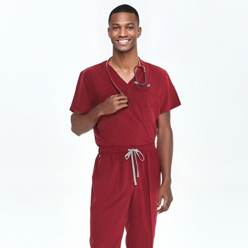 Cross-Border Quick-Drying Elastic Hand-Washing Clothes for Women, Short-Sleeved Operating Room Overalls, Men's Isolation Clothes, Medical Surgical Split Suits