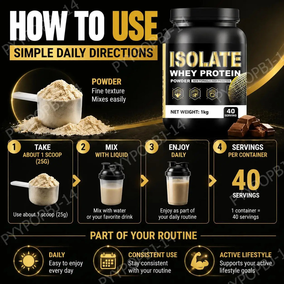 Whey Protein Isolate Powder with High Protein, Whey Protein and Soy Protein Isolate, Food Flavor Per Container, 40 Servings