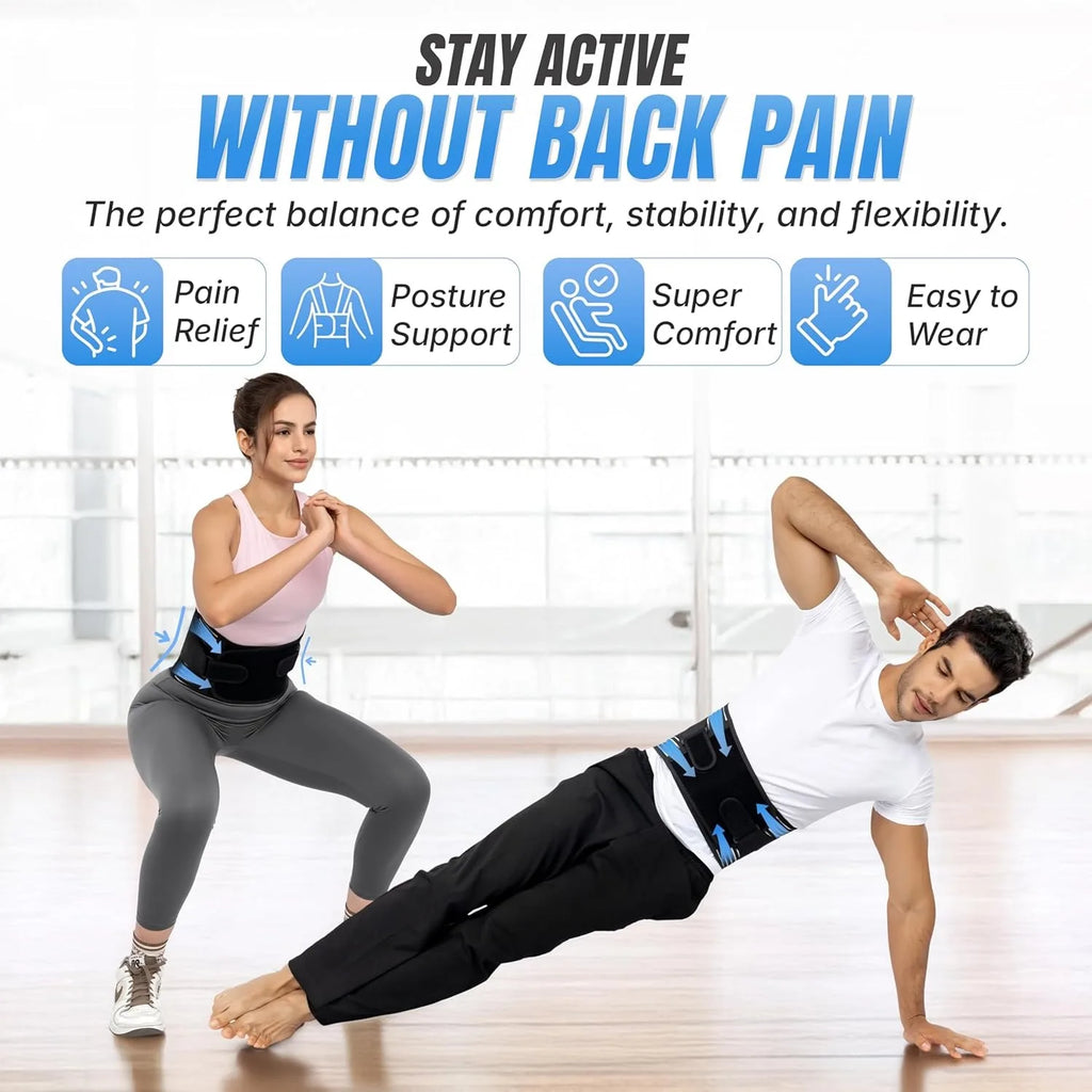 Back Brace for Lower Back Pain Relief | Sciatica Lumbar Support Belt for Men & Women, Adjustable Back Support Brace for Work